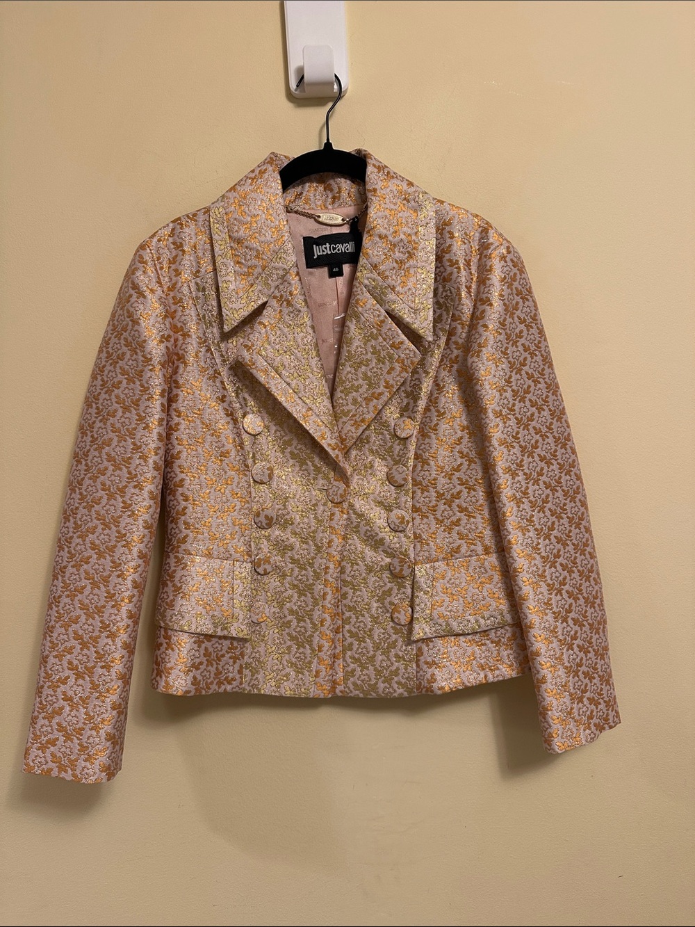 Just Cavalli Jacquard Pink/Orange Jacket 46 10 NWT